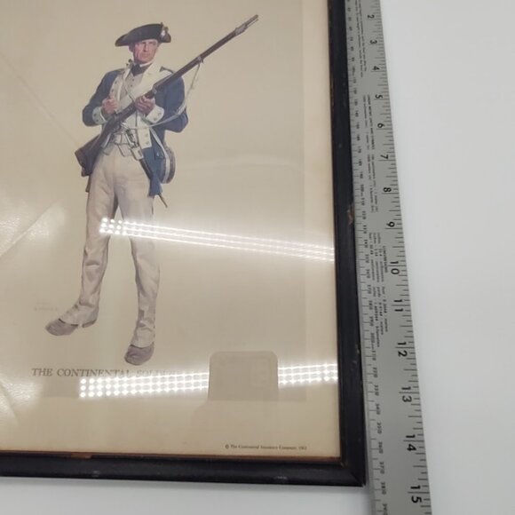 Vintage 1962 Continental Insurance Soldier 1781 Tom Lovell Litho Print in Frame - Picture 15 of 15